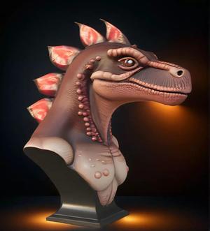Stygimoloch Head Bust 3D Model -STL Printable Dinosaur Sculpture