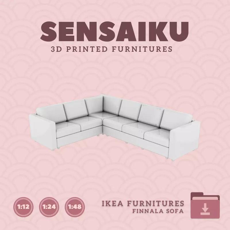 FINNALA Corner 5 Seat Sofa for Dollhouse IKEA 3D Print