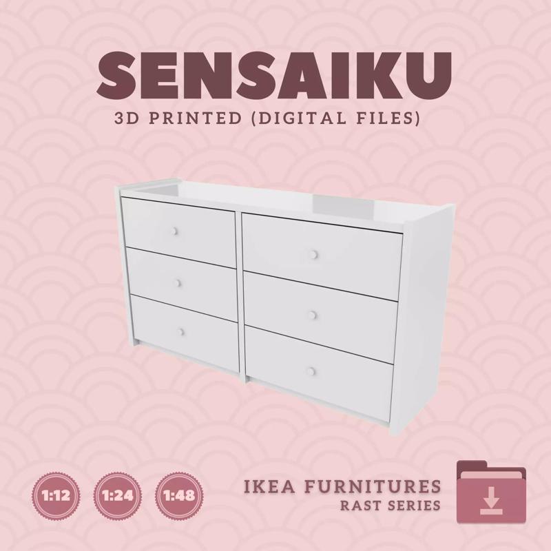 2 RAST 6 Drawer Dresser for Dollhouse - IKEA - 3D Print