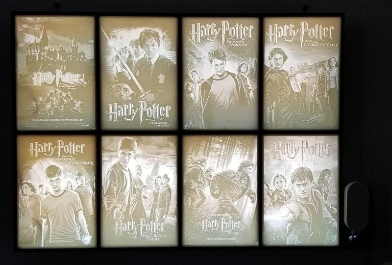 Framed Harry Potter movie posters lithophane box