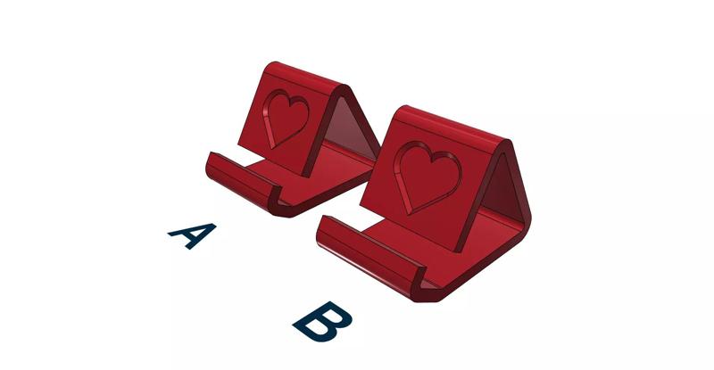 Phone holder HEART for phones with and without cover easy print