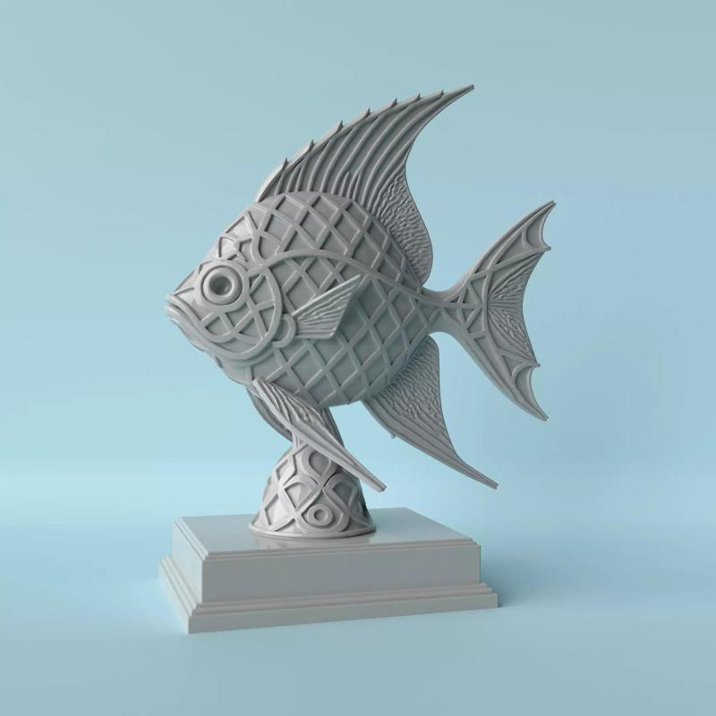 Geometric Fish Sculpture Modern Aquatic Form