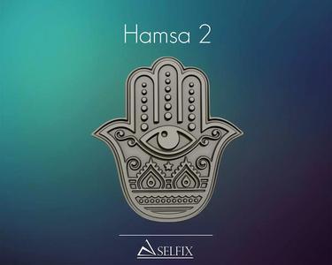 Hamsa Hand symbol 3D model relief 02