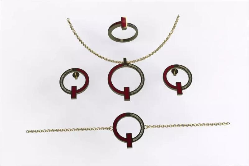 T Style Gold Jewelry Set19 with Diamond  Bracelet Earrings Ring