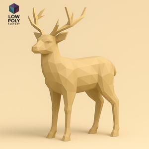 Deer - Majestic forest dweller with large Low Poly style antlers.