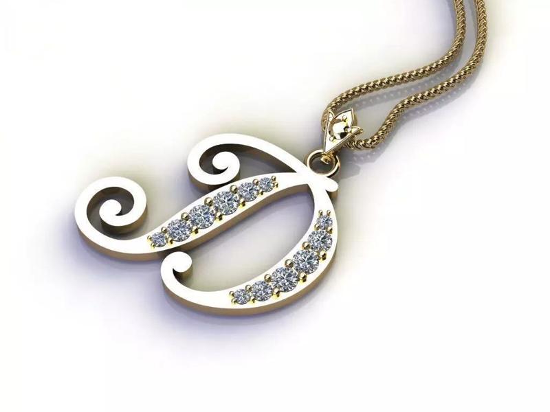 Fancy Font Style Pendant D