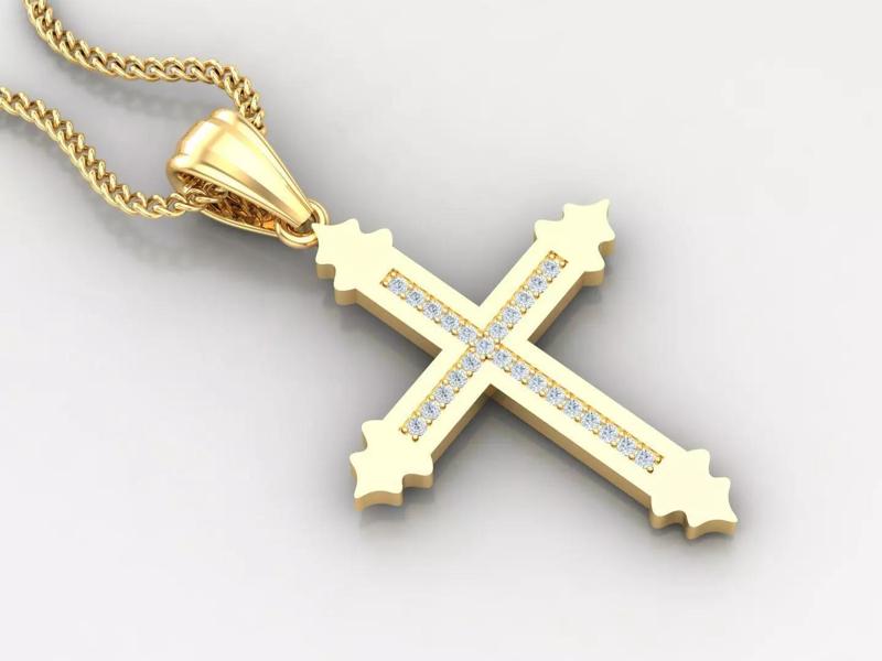 High Cross Pendant Light Gold 18K 4CP079