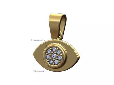 Evil eye diamond cluster pendant charm with bail