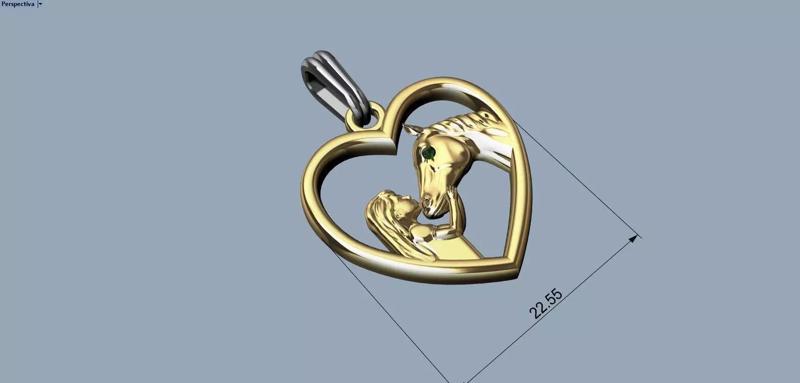 Heart pendant for girl and horse