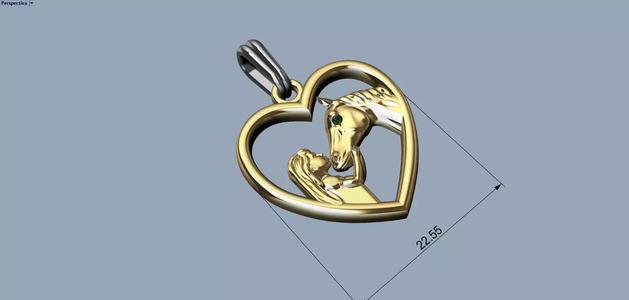 Heart pendant for girl and horse
