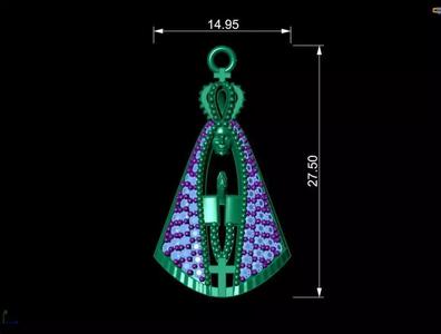 pingente de nossa senhora da aparecida vazado