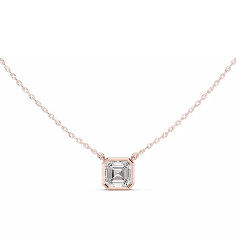 Solitaire Asscher Diamond Bezel Set Pendant Woman 3dm STL Video