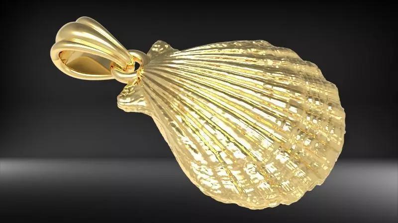 Seashell Pendant Necklace Jewelry  solid 3D