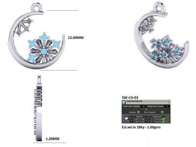 snowflake pendant 3d print model