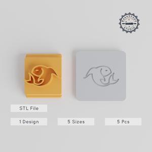 Pisces Stamp Tile Set, 5 Sizes, Perfect for Clay & Cookies, Zodiac Fish Theme, Astrological Sign Design
