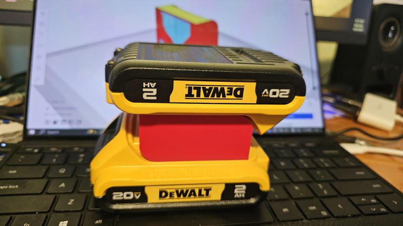 Paired Clip/Holder for two DeWALT 20V Max Batteries