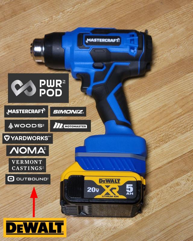 DeWalt 20V battery adapter for PWR POD tools (Canadian Tire)