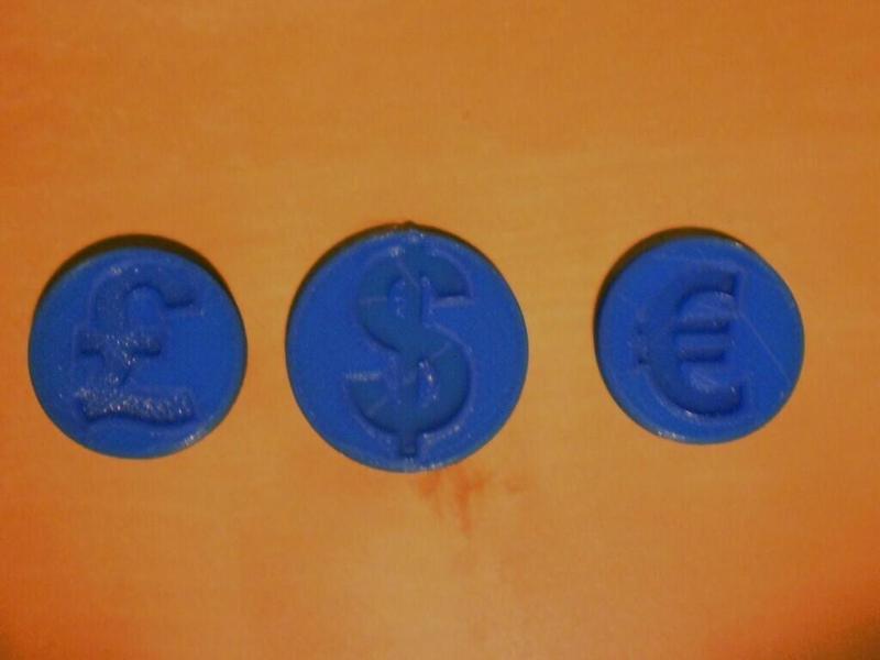 Shopping cart tokens 1€ 1$ 1£