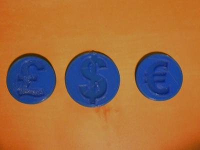 Shopping cart tokens 1€ 1$ 1£