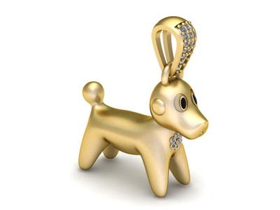 Baby Dog Pendant – 3D Printable Jewelry Model | Cute Puppy Gold Design