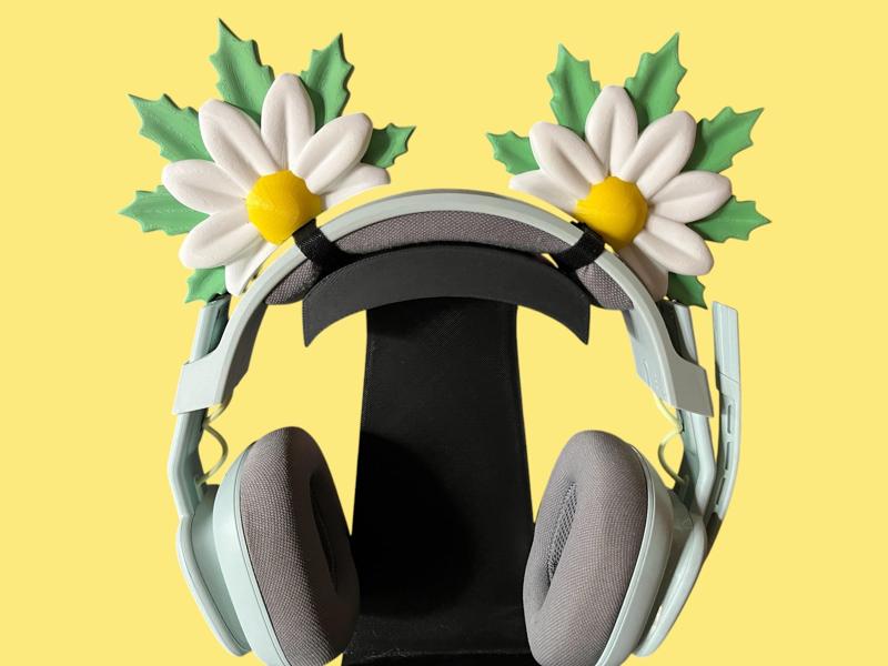 Cute daisy ears headphone decor, flower headset attachment