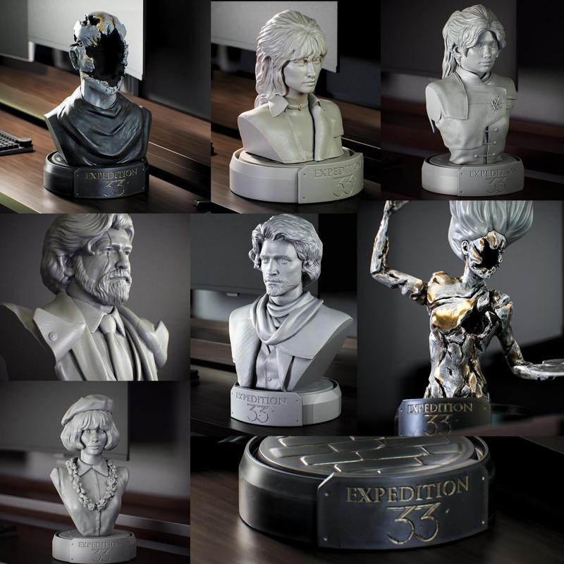 Busts Megapack Expedition 33 Clair Obscur - Lune - Sophie - Curator - Renoir - Maelle - Gustave - Sciel - The Paintress