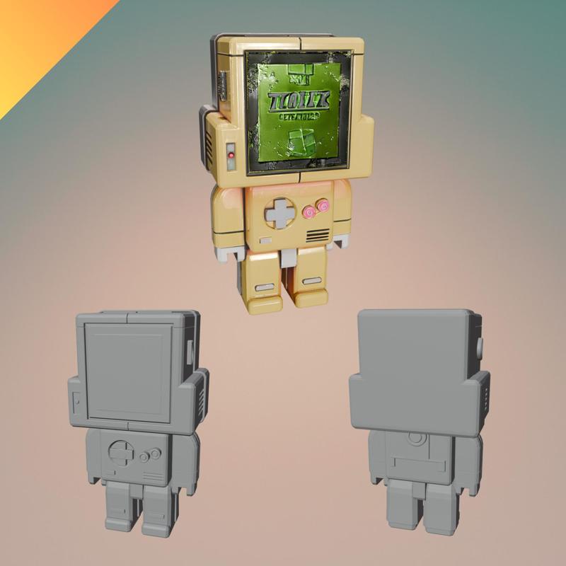 Retro Game Console Robot – STL and GLB File – One-Piece 3D Printable Arcade Bot Model