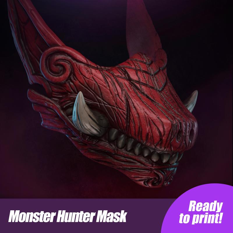 Monster Hunter World Odogaron Chica Mask Ready to Print