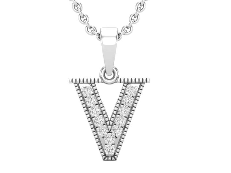 Alphabet - V Diamond pendant