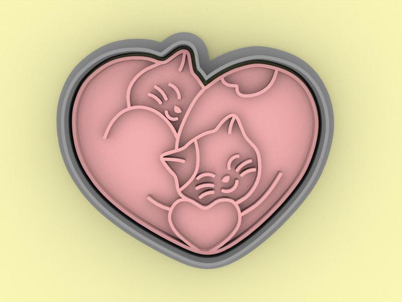 Cortador de galletas gatos (corazon) - cookie cutter Cat  (heart) valentine's day
