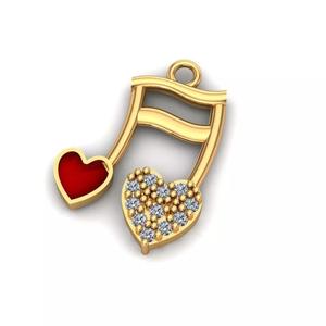 Jewelry musical note with heart and diamonds
