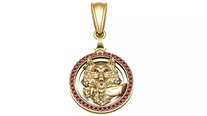 wolf head gold pendant
