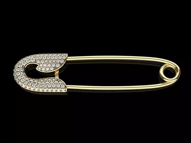 Diamond Safety Pin Brooch English Gold Pin