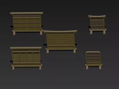 Japanese Single Panel Entrance Screens Tsuitate set 02