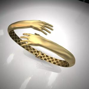 Hug gold bracelet  gold and silver hand design