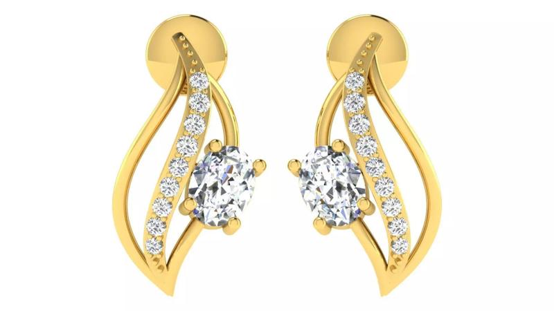Solitaire Women Earring 3dm STL OBJ FBX Renders Details