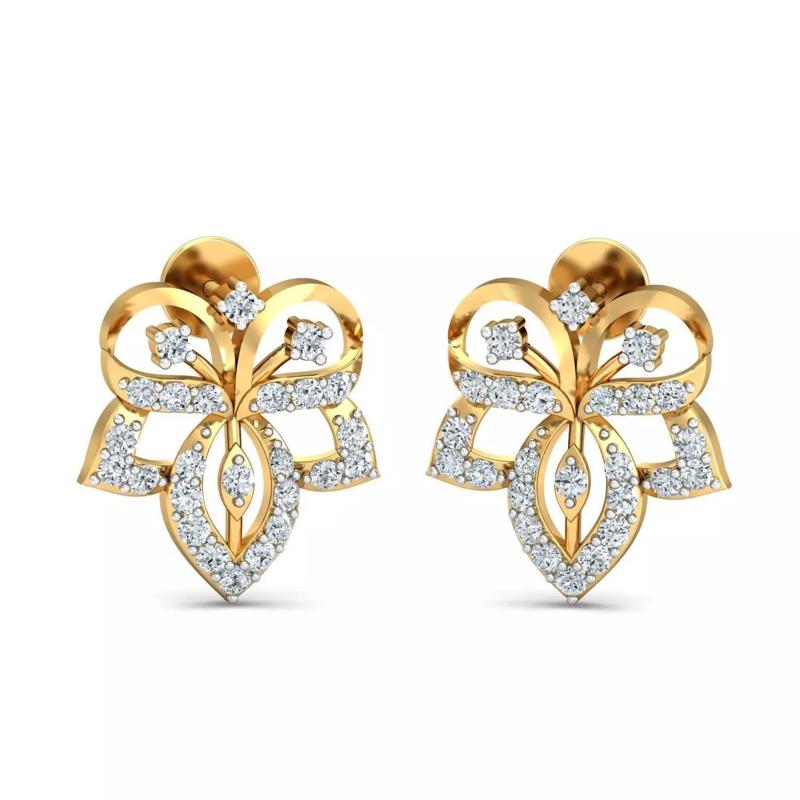 Solitaire Women Diamond Earring 3dm STL OBJ FBX Render Details