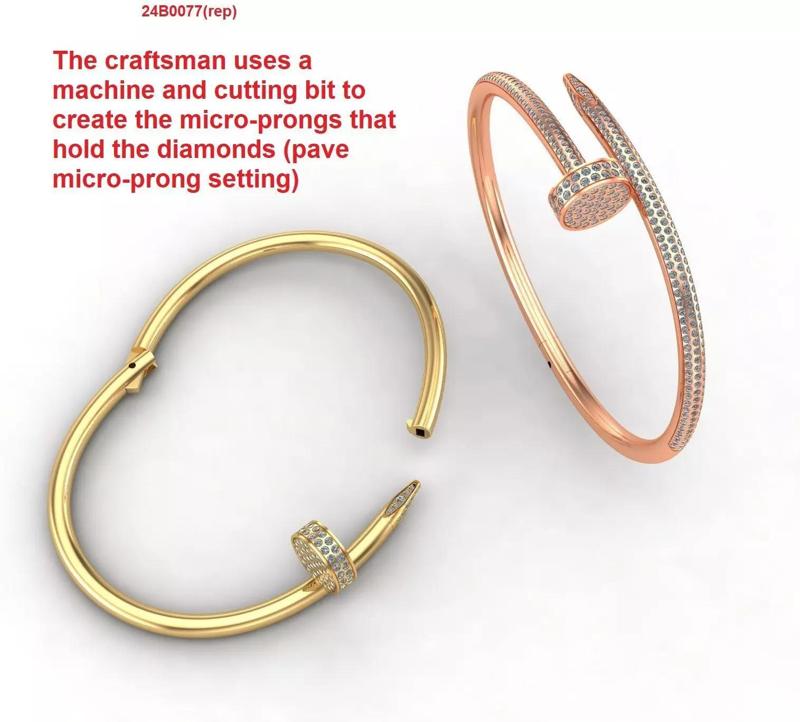 Pave diamond clou bracelets two versions