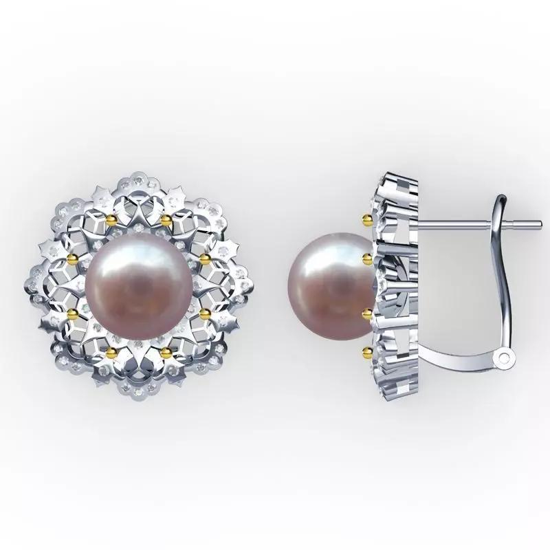 Vintage Pearl Diamond Earrings Model