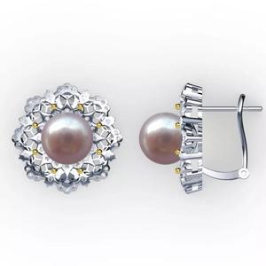 Vintage Pearl Diamond Earrings Model