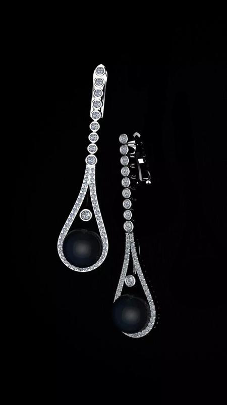 South Sea Pearl Diamond Drop Long Earrings