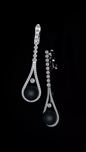 South Sea Pearl Diamond Drop Long Earrings