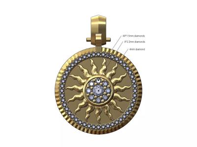 Sun cluster fluted bezel diamond pendant with bail