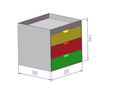Desktop mini drawer (three-layer structure) 200mm wide 180mm deep 180mm high