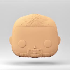 A male head in a Funko POP style. Short hair and beard. MH_2-18