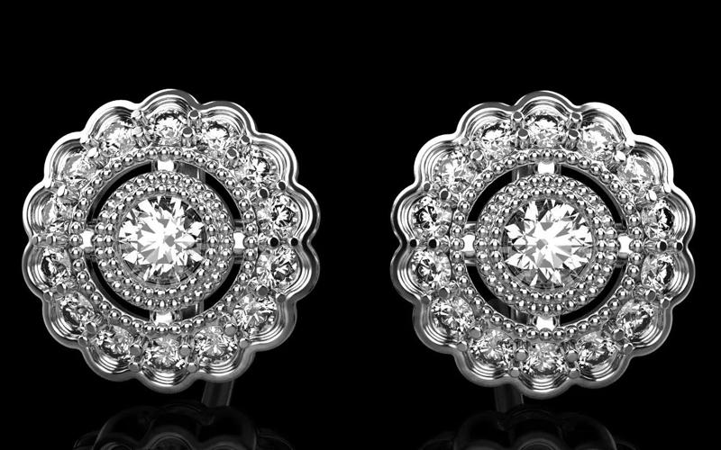 scalloped halo earring model 1079