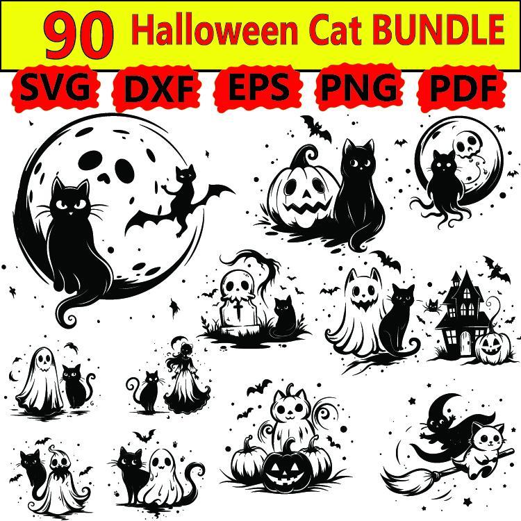 90 halloween cat bundles svg, dxf, eps, png, pdf, file