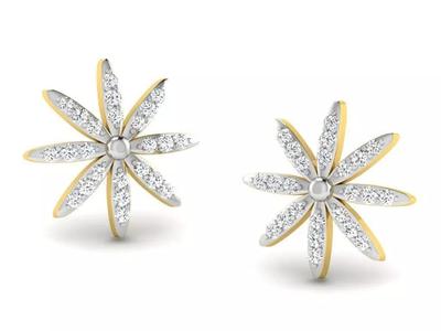 Gold Diamond Women Earring 3D print Model