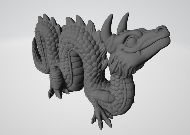 Majestic Oriental Dragon Statue 3D Model