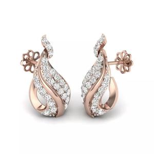 Earring 9 3D print model gold diamond wavy pendant
